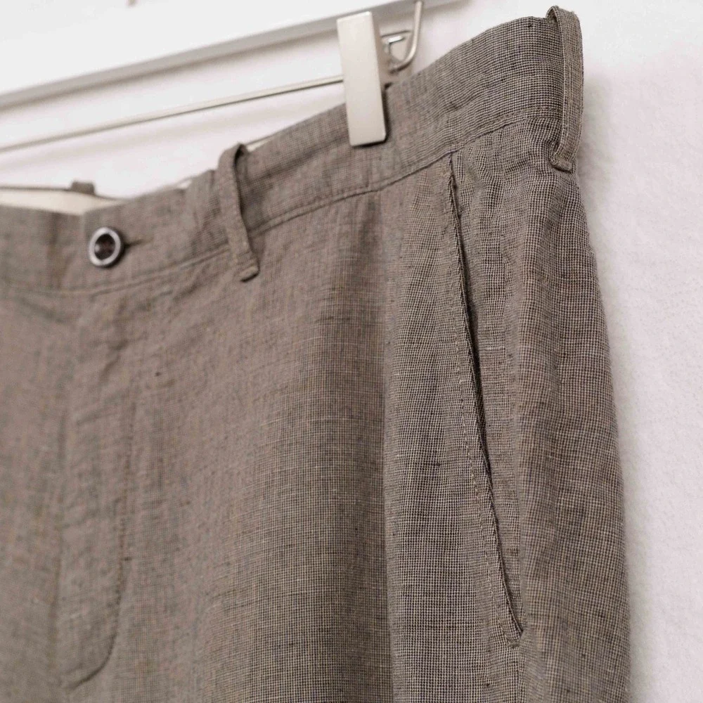 J CREW 770 Straight Fit Linen Cotton Blend Trousers Brown Sz 36x28